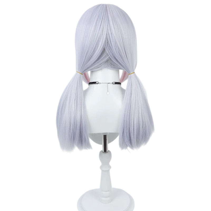 White Smoke Sigewinne Cosplay Wig - Genshin Impact (Crimped Pastel Twin Tails) (FEVERCOS)