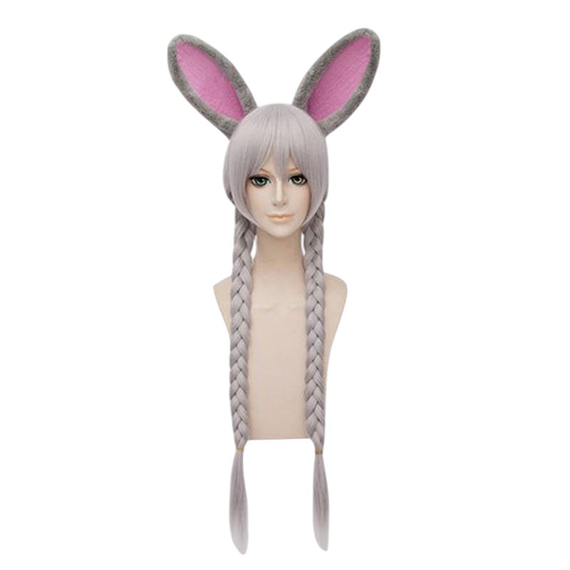 White Smoke Judy Hopps (Human/Gijinka) Cosplay Wig - Zootopia (Grey Braid/Long) (FEVERCOS)