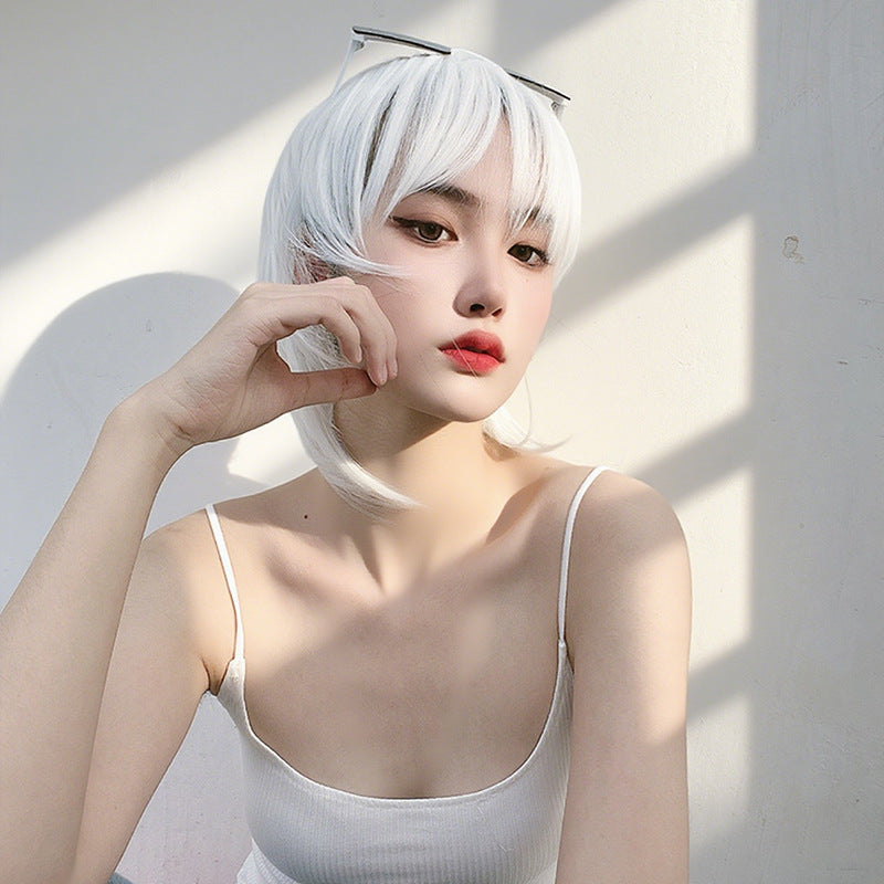 Dark Gray White Wolf Cut Mullet Wig - Subculture Fashion (Anime Cosplay) (FEVERCOS)