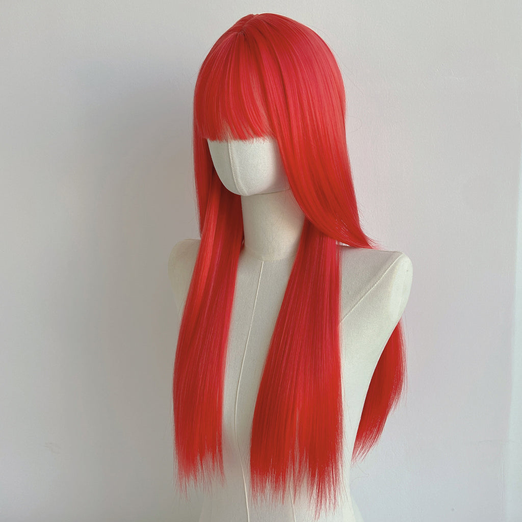 Gray Red Long Straight Wig - Cosplay Collection (Unstyled Base) (FEVERCOS)