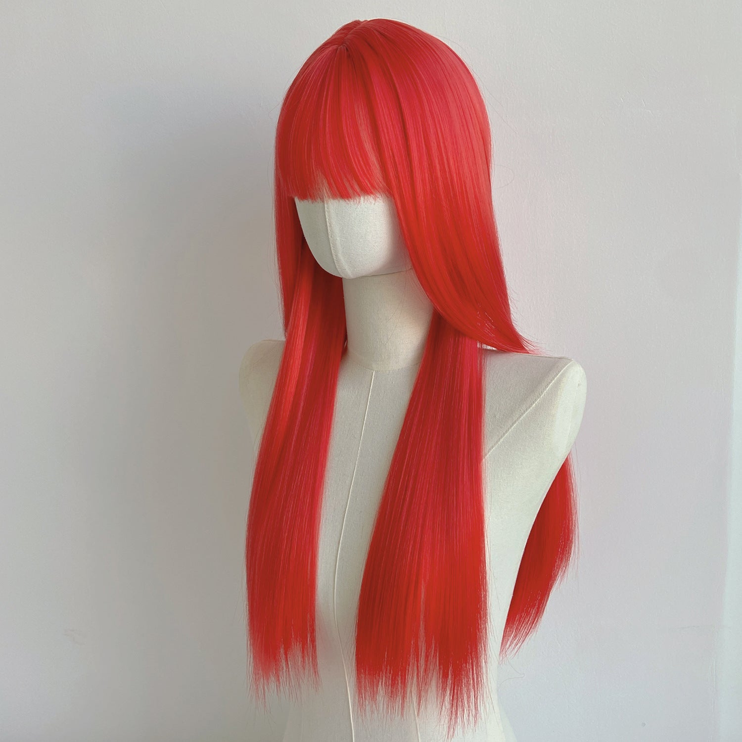 Gray Red Long Straight Wig - Cosplay Collection (Unstyled Base) (FEVERCOS)