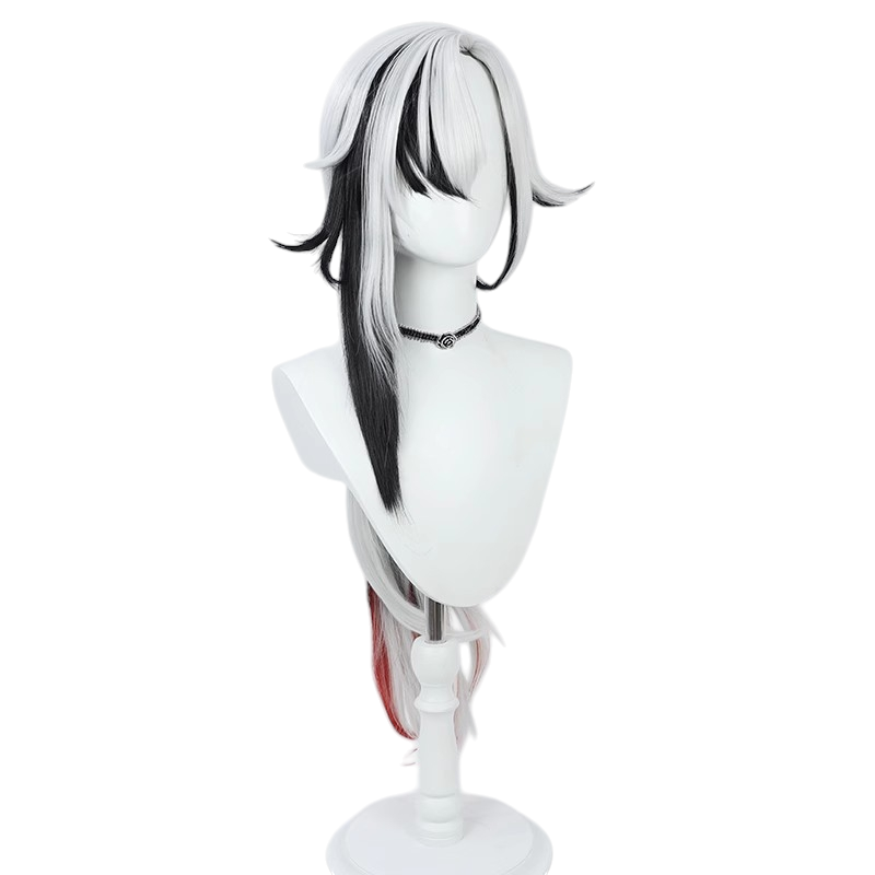 White Smoke Arlecchino (The Knave) Cosplay Wig - Genshin Impact (White/Black Long) (FEVERCOS)