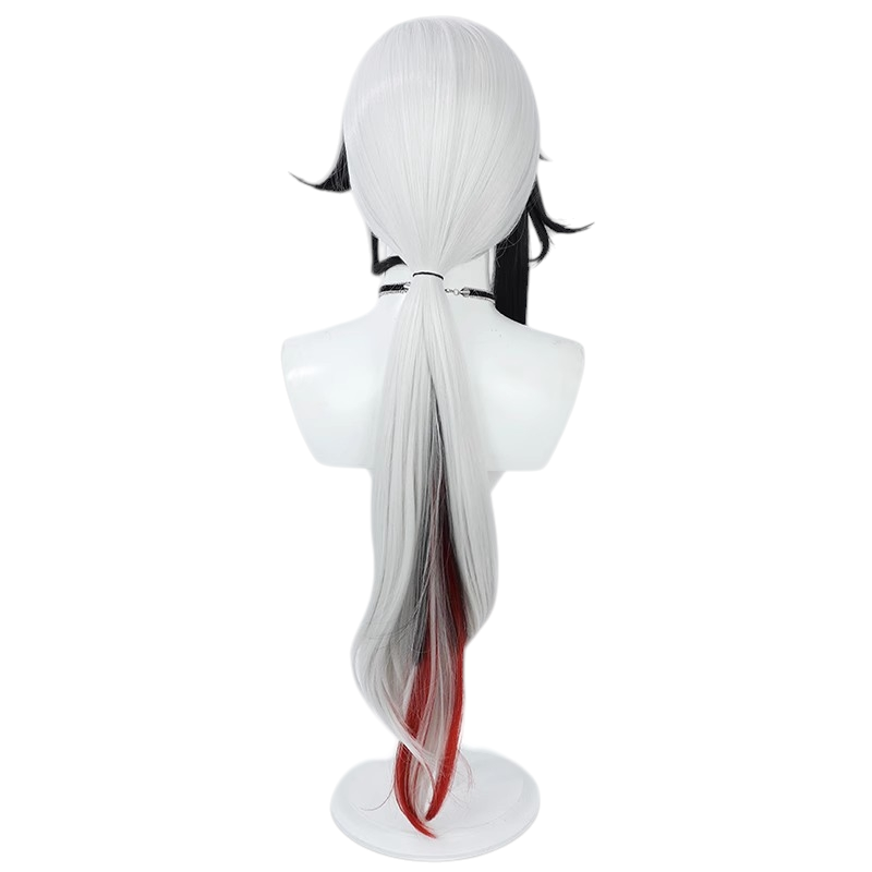 White Smoke Arlecchino (The Knave) Cosplay Wig - Genshin Impact (White/Black Long) (FEVERCOS)