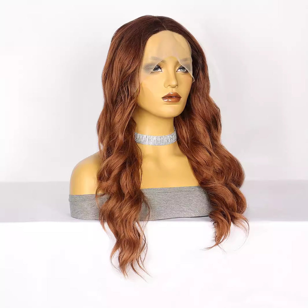 White Smoke Dark Mocha Wavy Lace Wig - Runway Elegance (Long Sweeping Curls) (FEVERCOS)