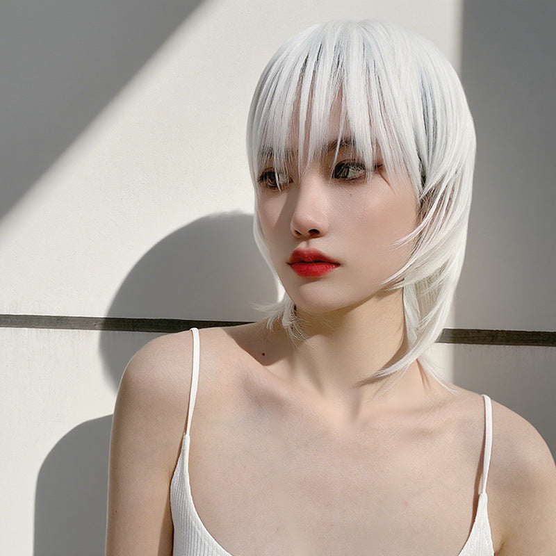 Dim Gray White Wolf Cut Mullet Wig - Subculture Fashion (Anime Cosplay) (FEVERCOS)