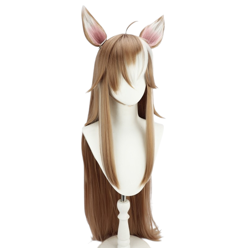 White Smoke Ms. Hina (Gorou Genderbend) Cosplay Wig - Genshin Impact (Tri-Color Long) (FEVERCOS)