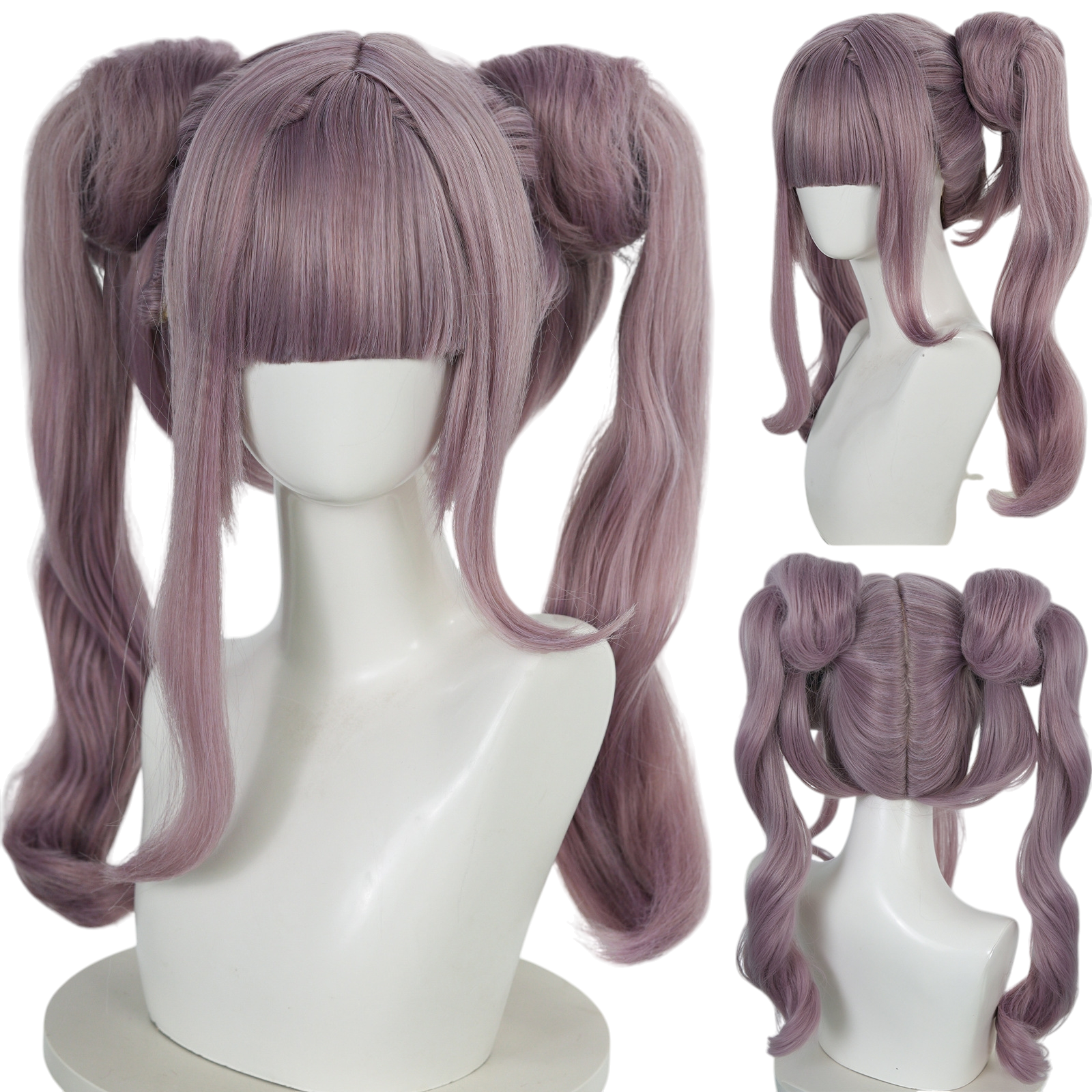 White Smoke Tsukumo Sana Cosplay Wig - Hololive Council (Orange/Brown Twin Tails) (FEVERCOS)