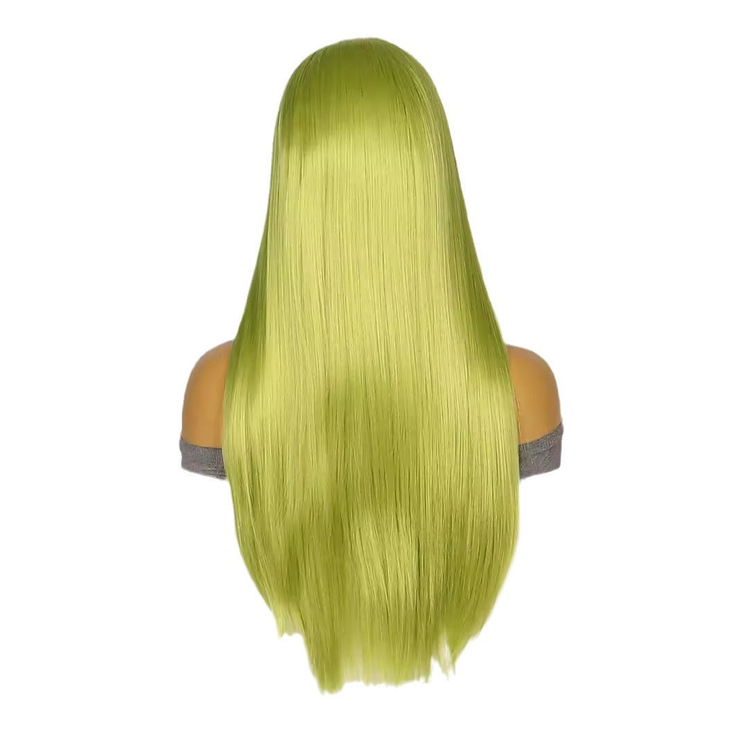 White Smoke Emerald Green Straight Lace Wig - Dark Academia (Long Flowing) (FEVERCOS)