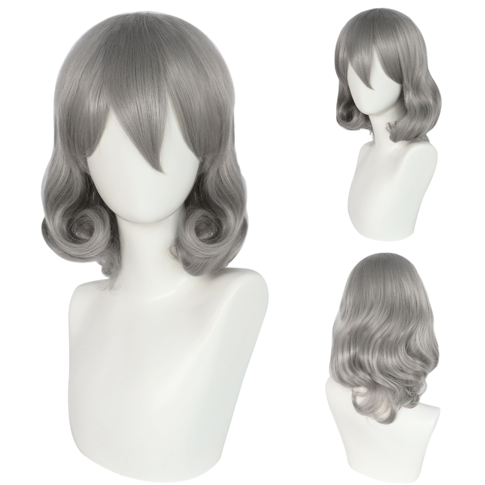 White Smoke Honebami Toushirou Cosplay Wig - Touken Ranbu (Silver Bob) (FEVERCOS)