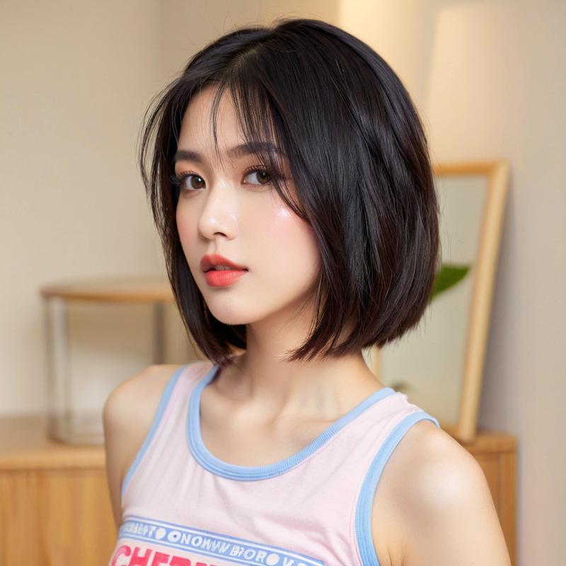 Gray Middle Part Short Straight Bob Wig - Everyday Fashion (Sleek Cut) (FEVERCOS)