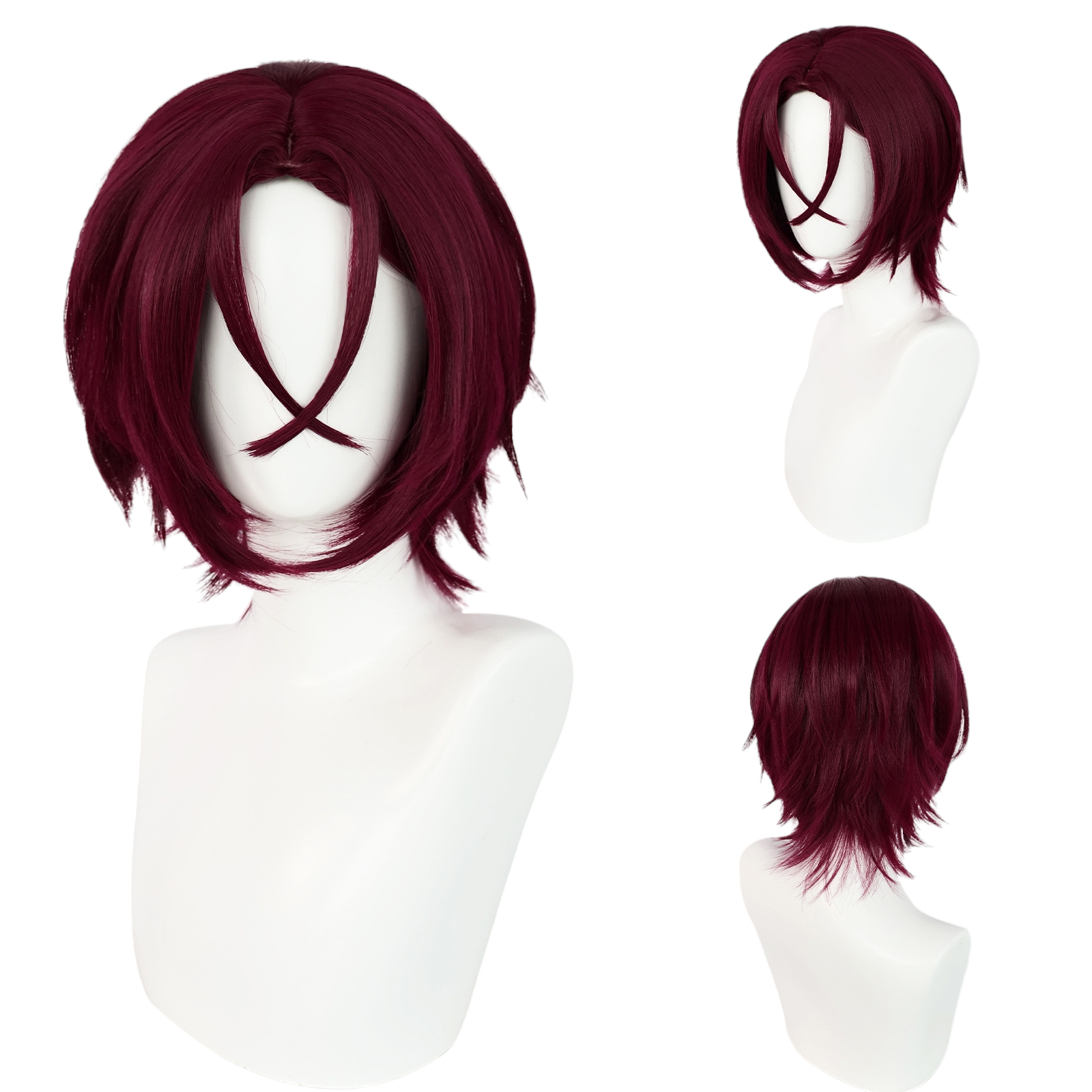 White Smoke Rin Matsuoka Cosplay Wig - Free! Iwatobi Swim Club (Maroon Red) (FEVERCOS)