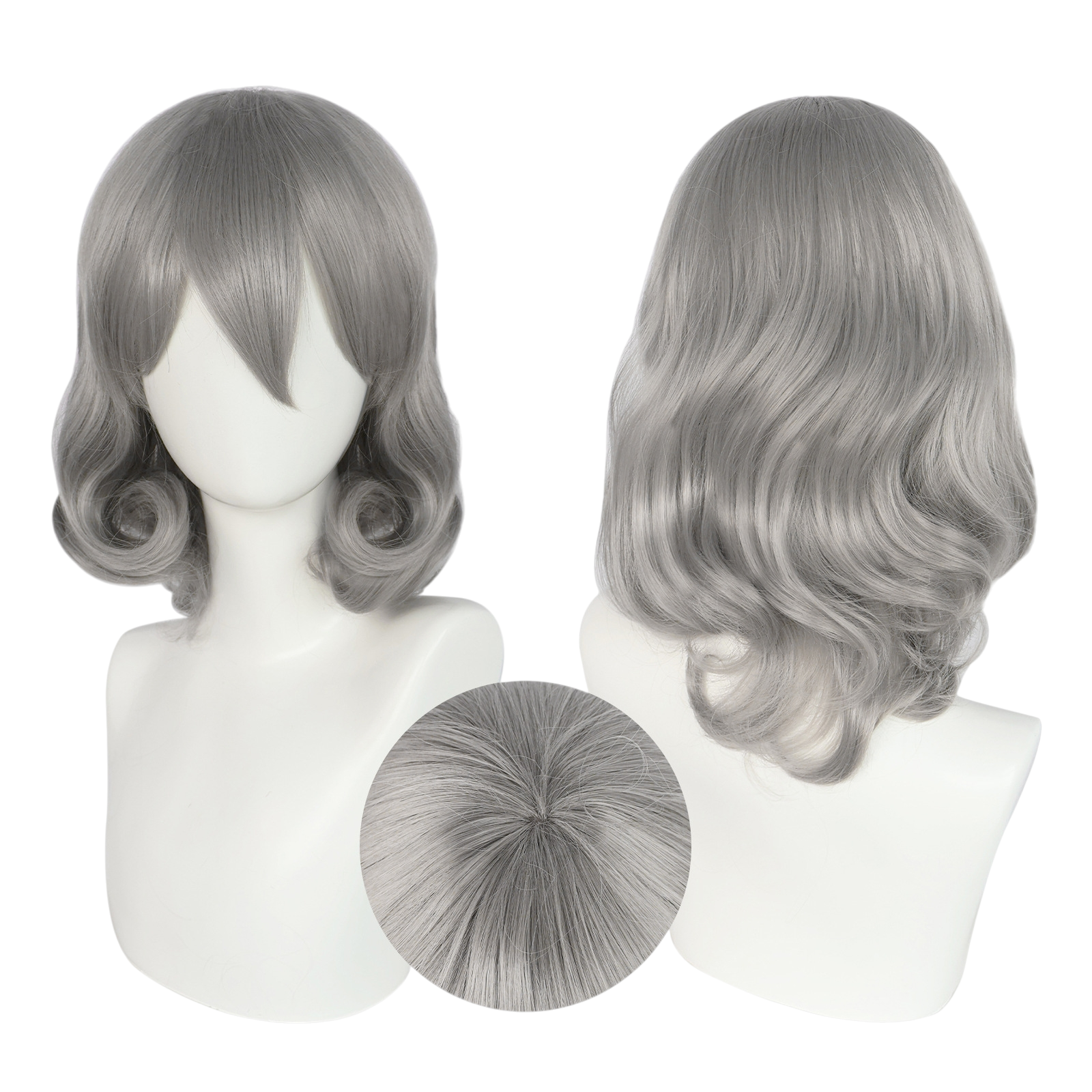 White Smoke Honebami Toushirou Cosplay Wig - Touken Ranbu (Silver Bob) (FEVERCOS)