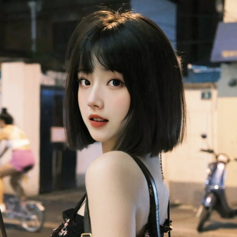 Blunt Cut Short Bob Wig - Urban Fashion (Straight Bangs) (FEVERCOS)