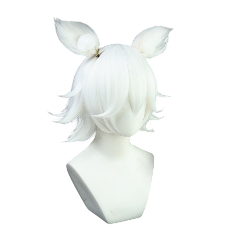 White Smoke Kitsune Saiguu Cosplay Wig - Genshin Impact (White Fox Ears) (FEVERCOS)