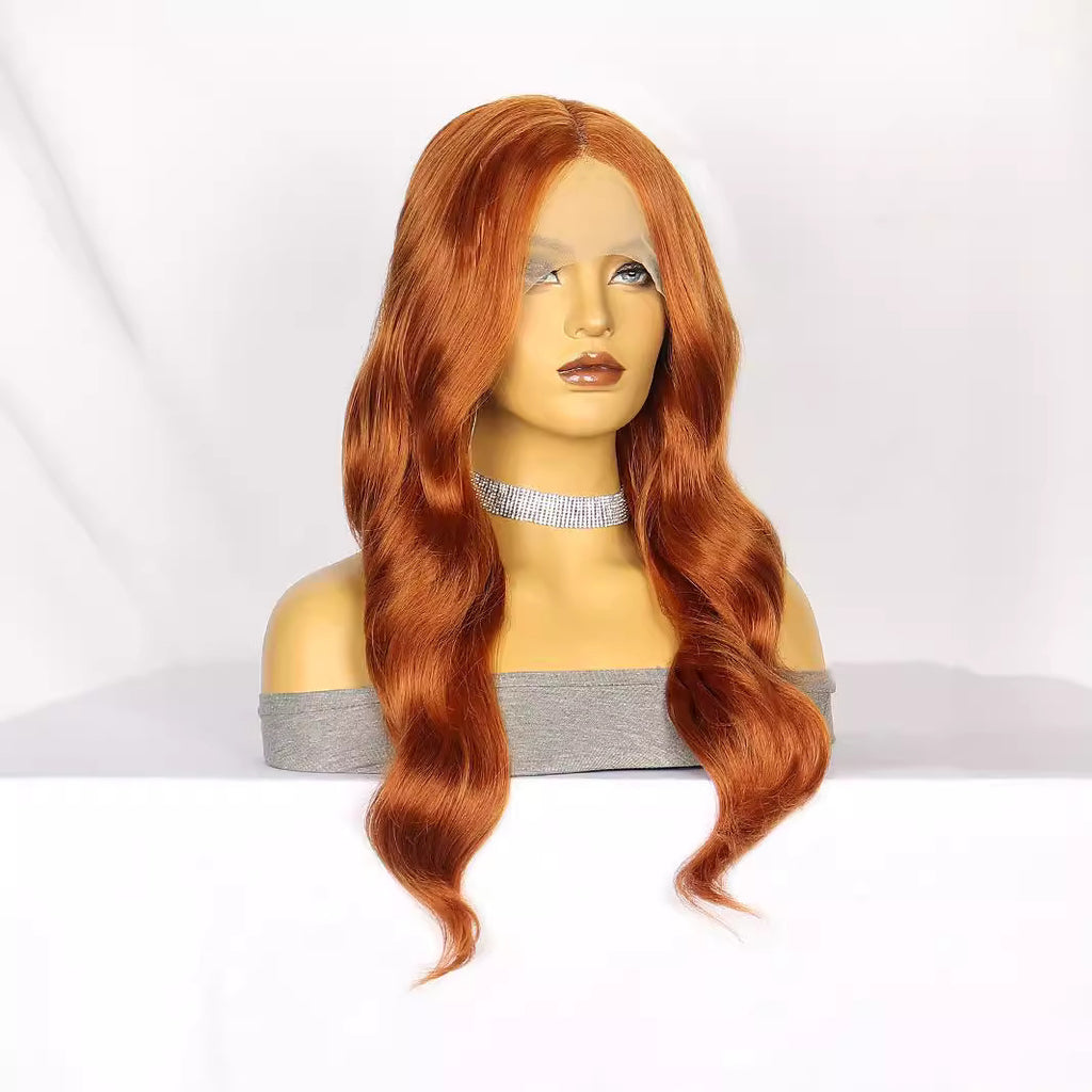 White Smoke Burnt Orange Wavy Lace Wig - Urban Subculture (Middle Part Curls) (FEVERCOS)