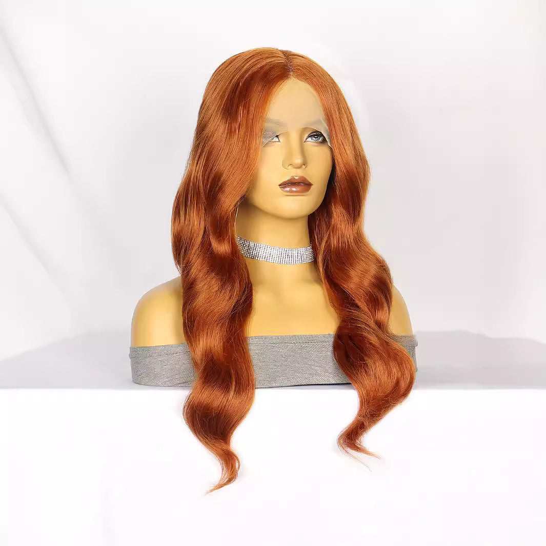 White Smoke Burnt Orange Wavy Lace Wig - Urban Subculture (Middle Part Curls) (FEVERCOS)