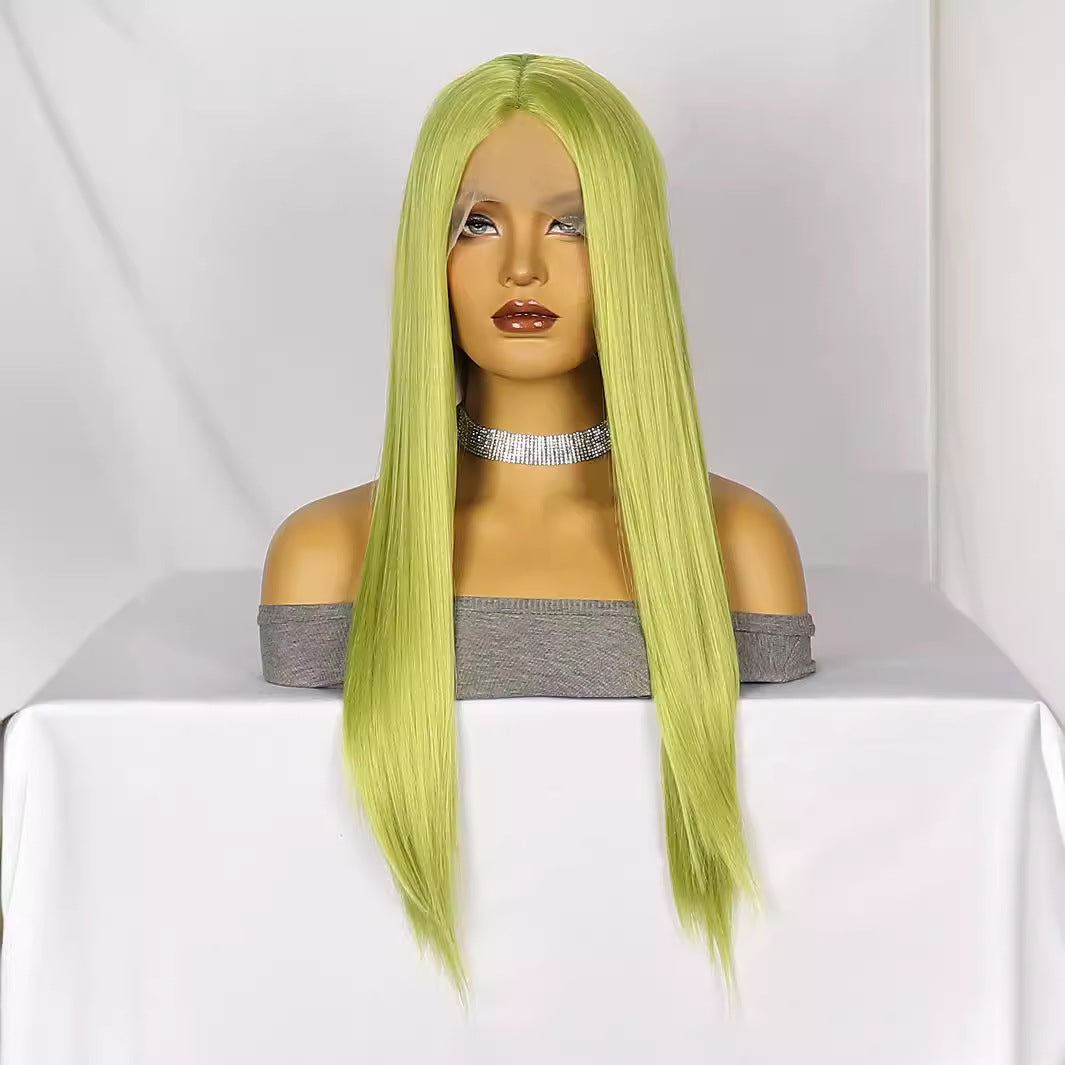 Lavender Emerald Green Straight Lace Wig - Dark Academia (Long Flowing) (FEVERCOS)
