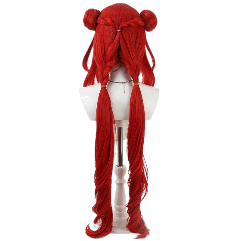 White Smoke Nilou Cosplay Wig - Genshin Impact (Red Braided Twin Tails) (FEVERCOS)