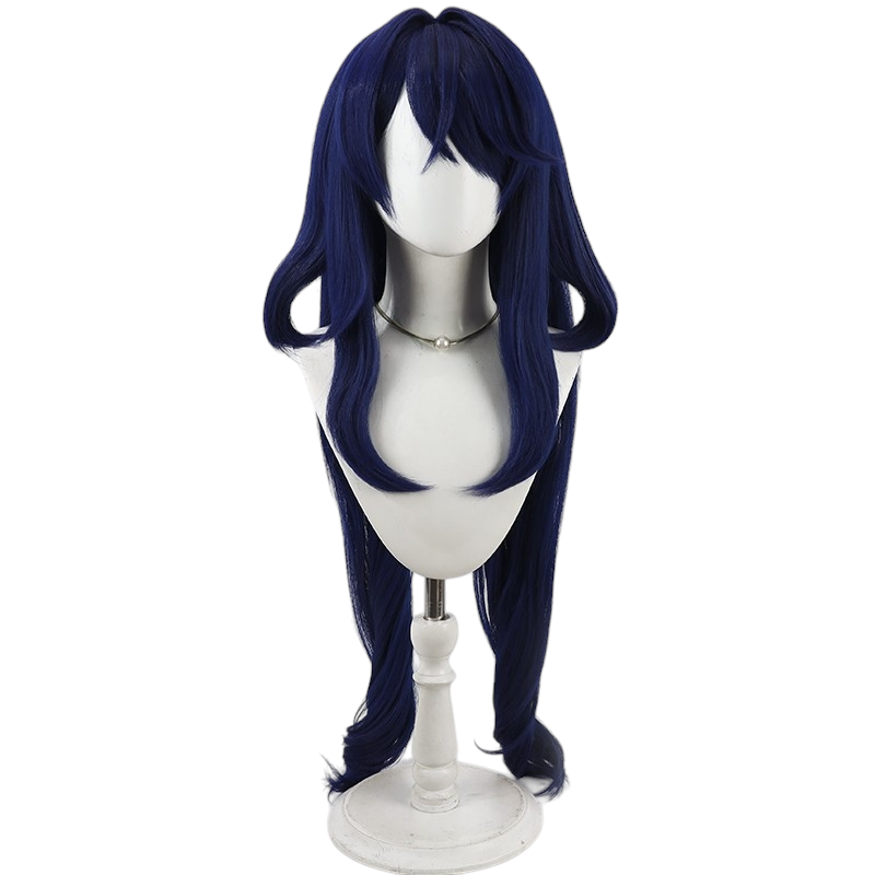 White Smoke Lauma (Natlan Concept) Cosplay Wig - Genshin Impact Style (Deep Blue Crimped) (FEVERCOS)