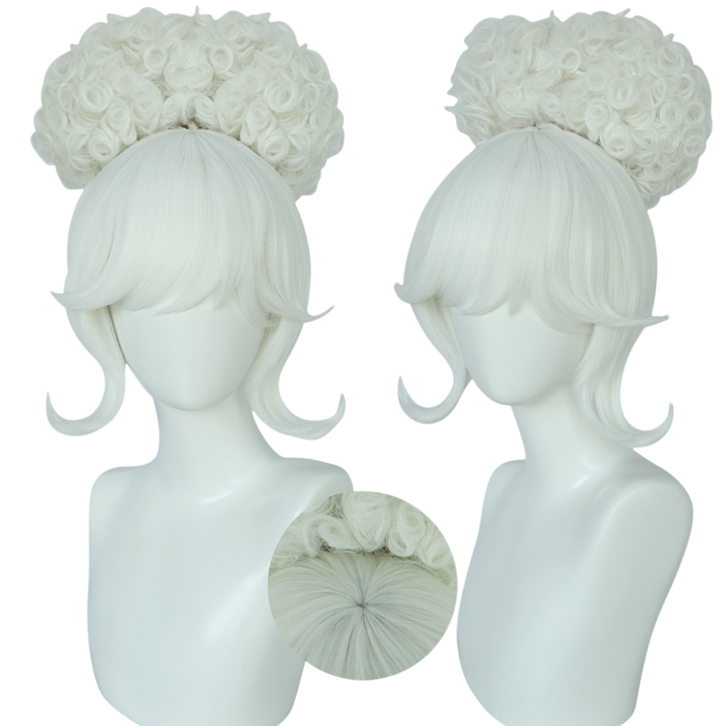 White Smoke Clara Cosplay Wig - Hazbin Hotel (Black/White Buns) (FEVERCOS)