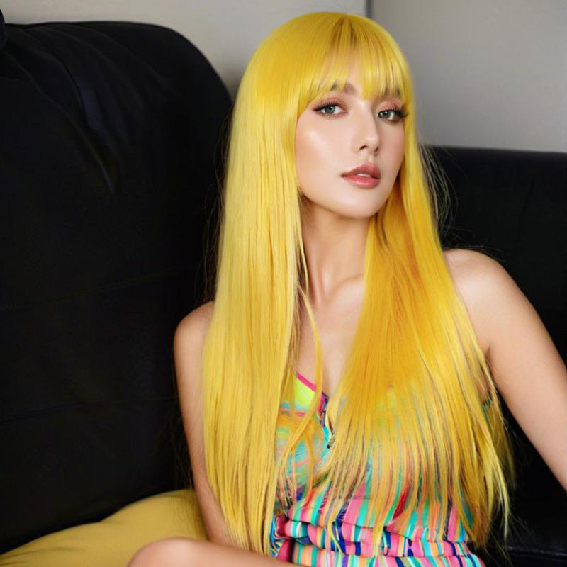 Multicolor Long Straight Wig - Subculture Fashion (Blunt Bangs) (FEVERCOS)