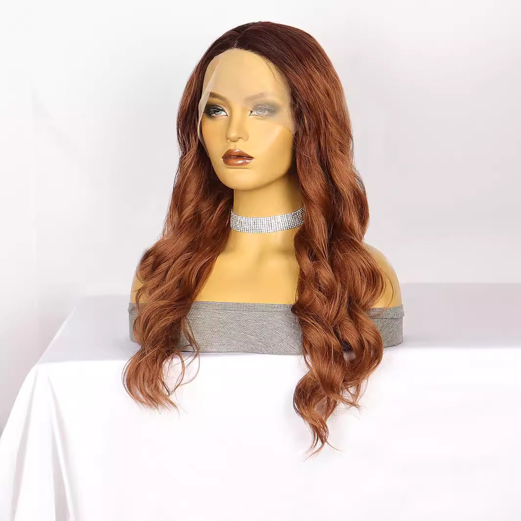 White Smoke Dark Mocha Wavy Lace Wig - Runway Elegance (Long Sweeping Curls) (FEVERCOS)