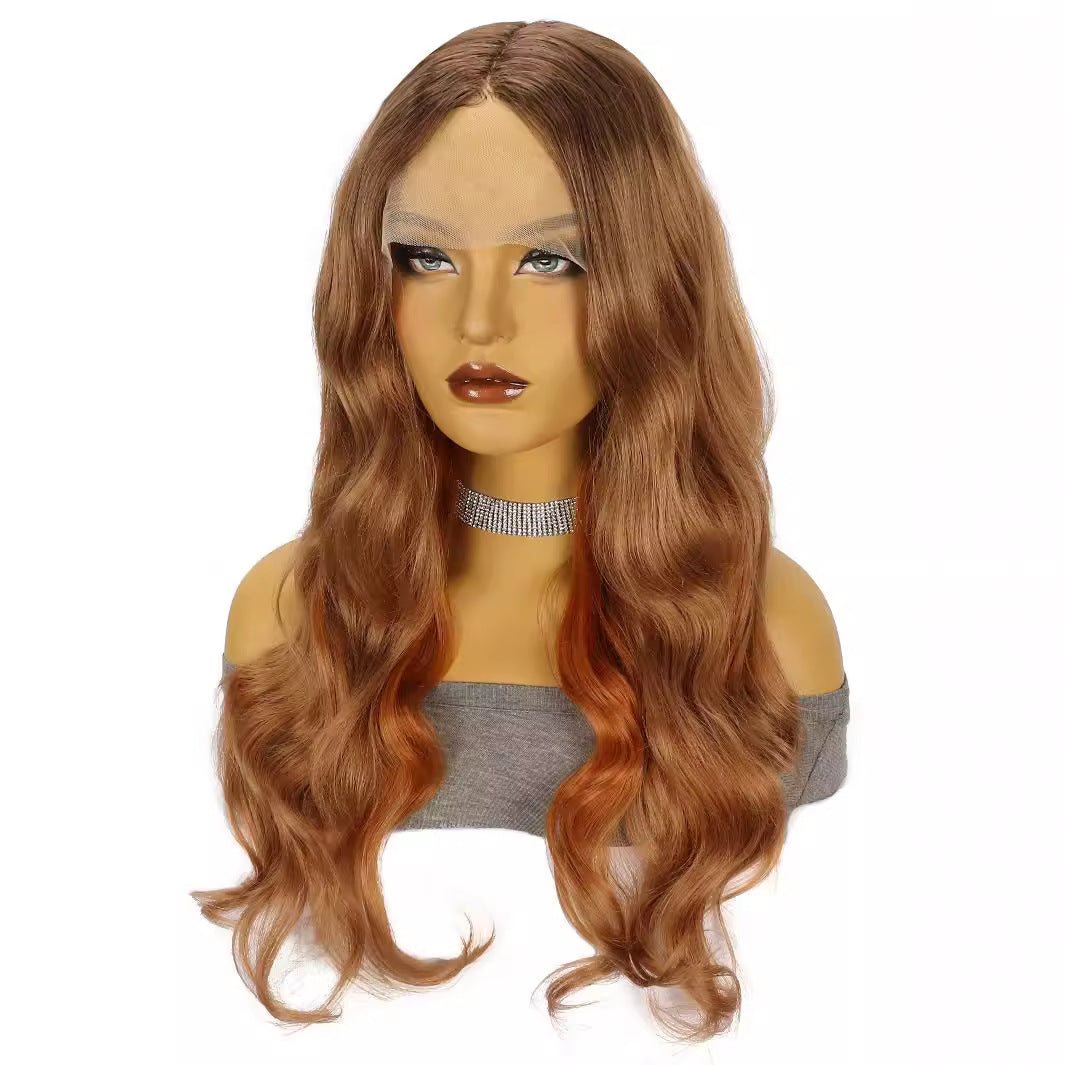 White Smoke Sunset Orange Body Wave Lace Wig - Festival Edit (T-Part Long Curls) (FEVERCOS)