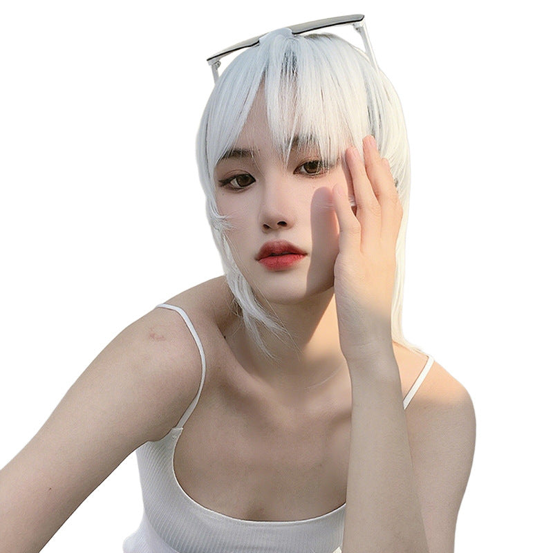 White Smoke White Wolf Cut Mullet Wig - Subculture Fashion (Anime Cosplay) (FEVERCOS)