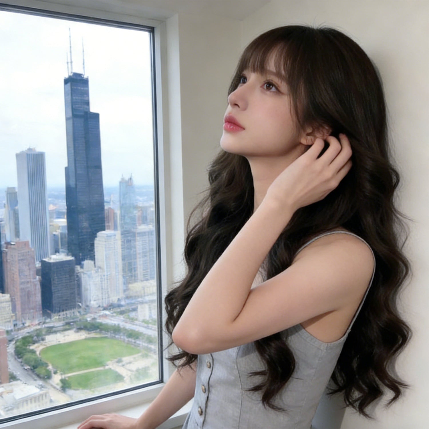 Long Wavy Wig - Korean Fashion (Air Bangs Volume) (FEVERCOS)