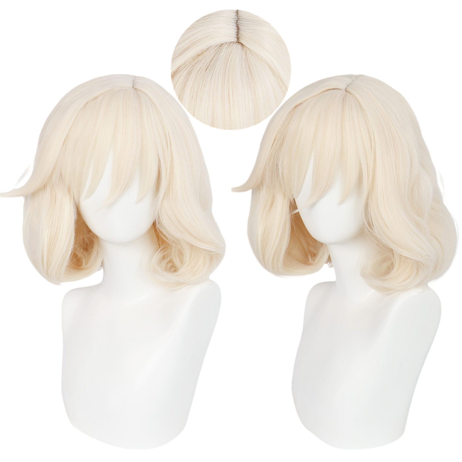 White Smoke Mimzy Cosplay Wig - Hazbin Hotel (Blonde Bob) (FEVERCOS)