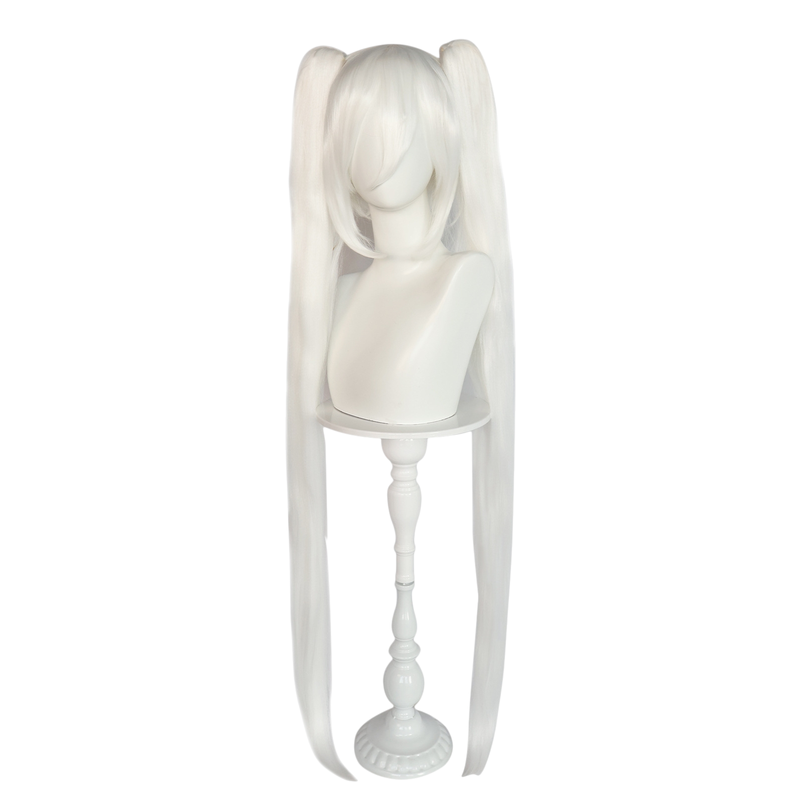 White Smoke White Hatsune Miku (Snow/Ghost) Cosplay Wig - Vocaloid (104cm White Twin Tails) (FEVERCOS)