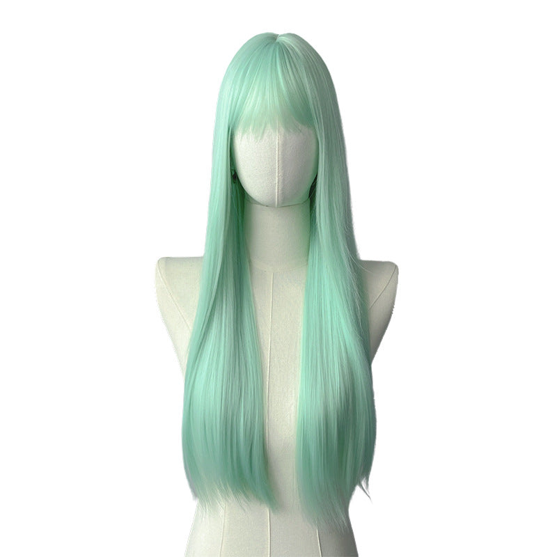 Mint Green Long Straight Wig - Lolita Fashion (Air Bangs) (FEVERCOS)