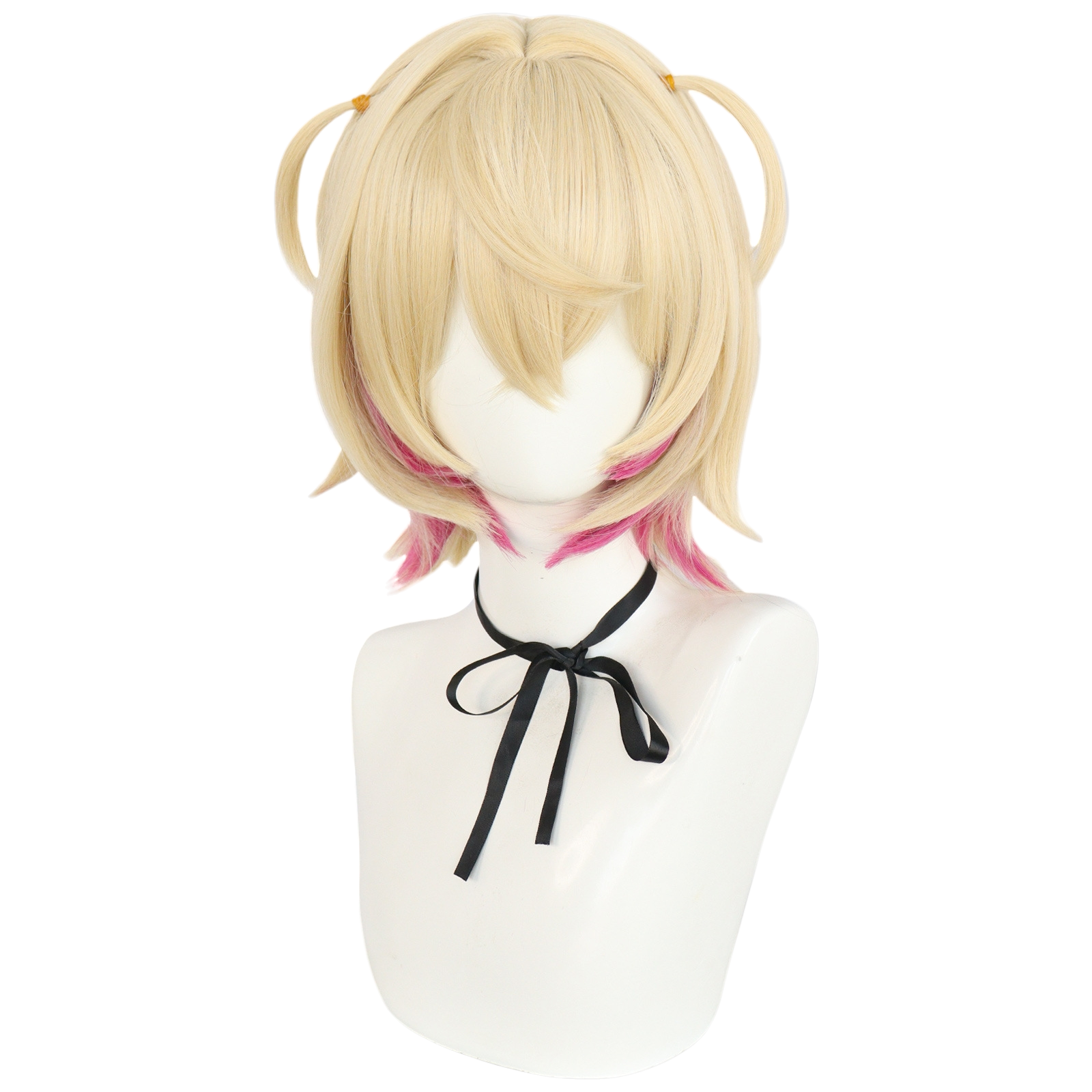 White Smoke Mococo Abyssgard Cosplay Wig - Hololive English (Pink Fuzzy Twin-Tails) (FEVERCOS)
