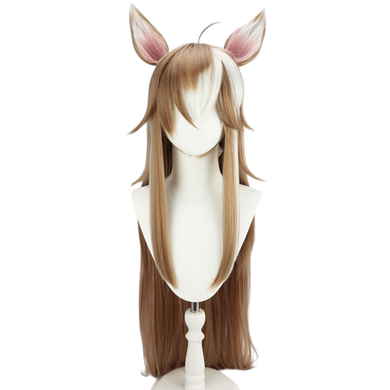 White Smoke Ms. Hina (Gorou Genderbend) Cosplay Wig - Genshin Impact (Tri-Color Long) (FEVERCOS)