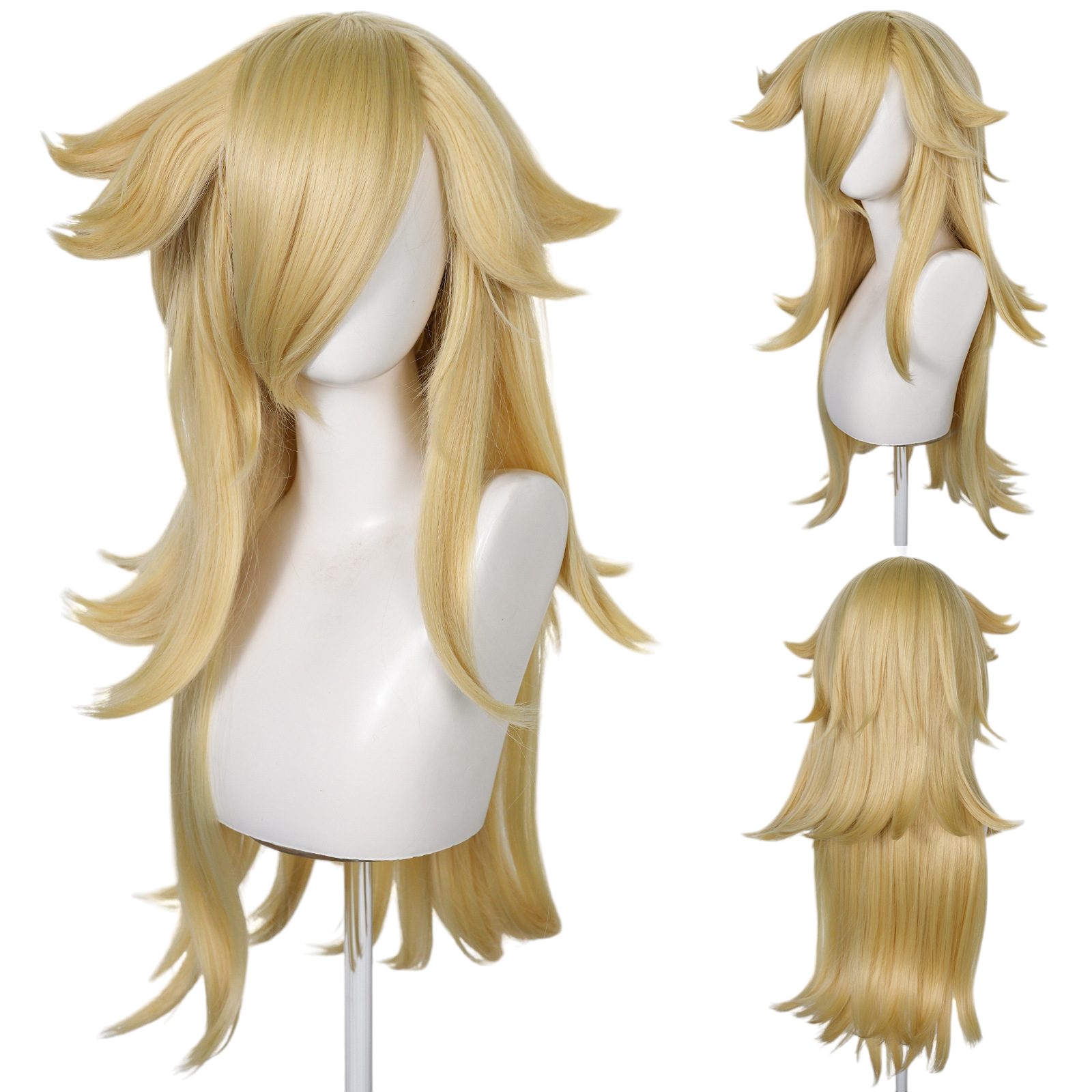 White Smoke Rosalina Cosplay Wig - Super Mario Bros (Pale Blonde/Silver Bang) (FEVERCOS)