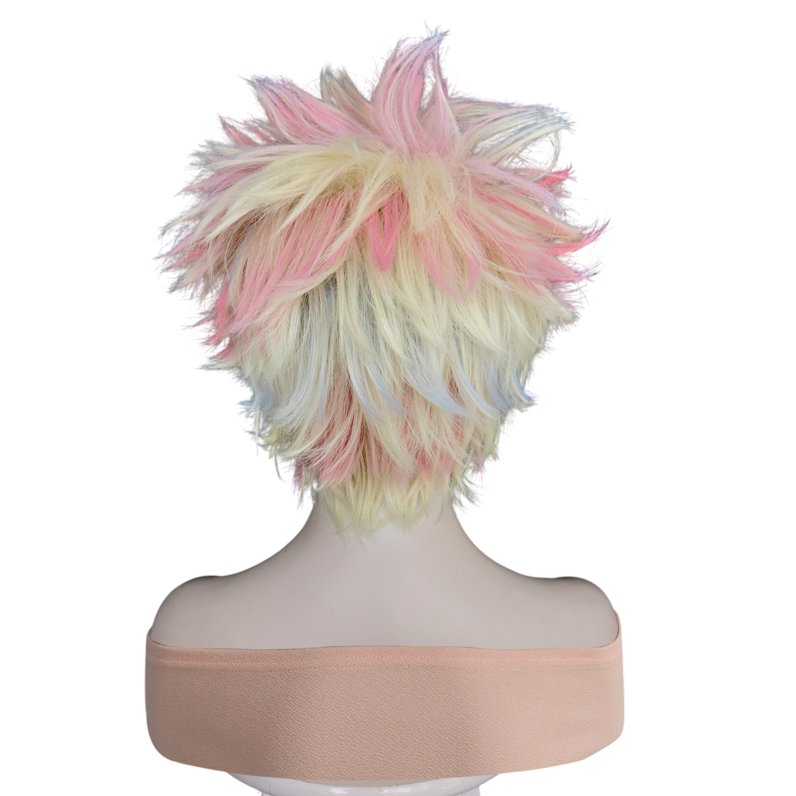 White Smoke Weird Barbie Cosplay Wig - Barbie The Movie (Spiky Blonde/Pink) (FEVERCOS)