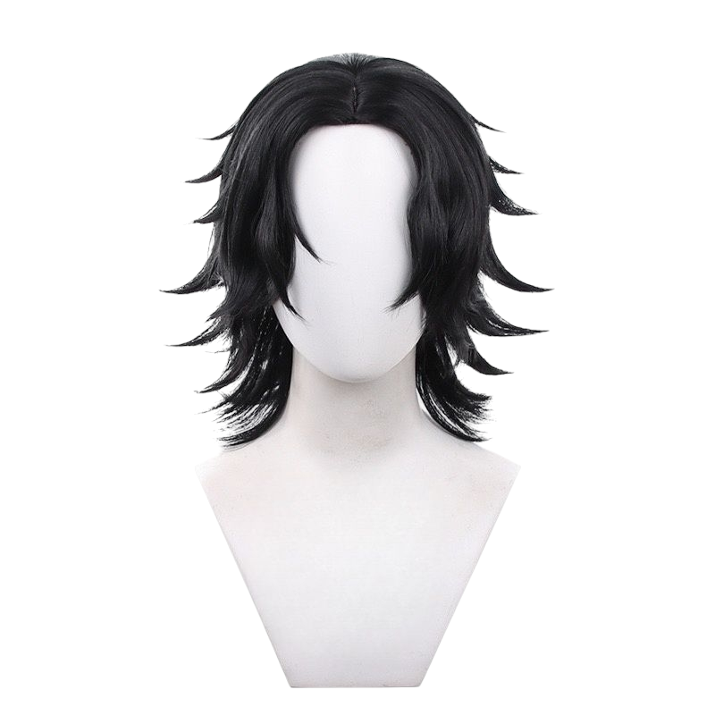 White Smoke Portgas D. Ace Cosplay Wig - One Piece (Black Flipped Middle Part) (FEVERCOS)