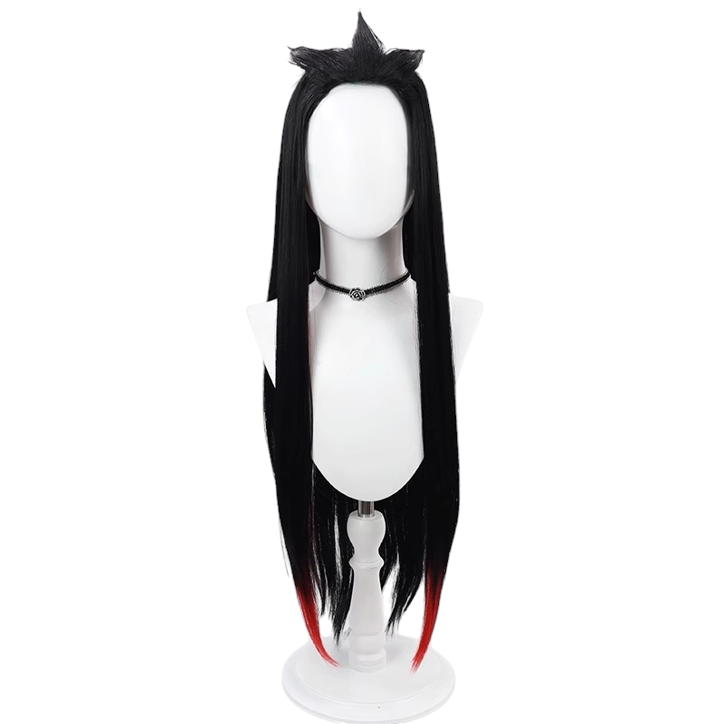 White Smoke Yone Cosplay Wig - League of Legends (Black Long Slicked Back) (FEVERCOS)