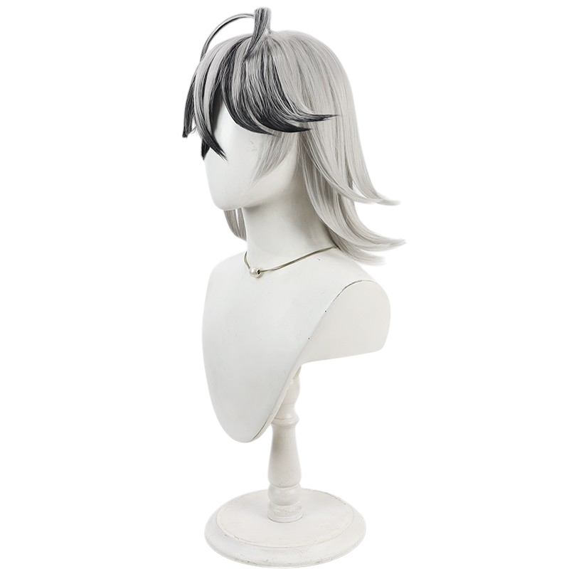 White Smoke Rokuro Cosplay Wig - Tougen Anki (Silver White Black Highlights Scalp) (FEVERCOS)