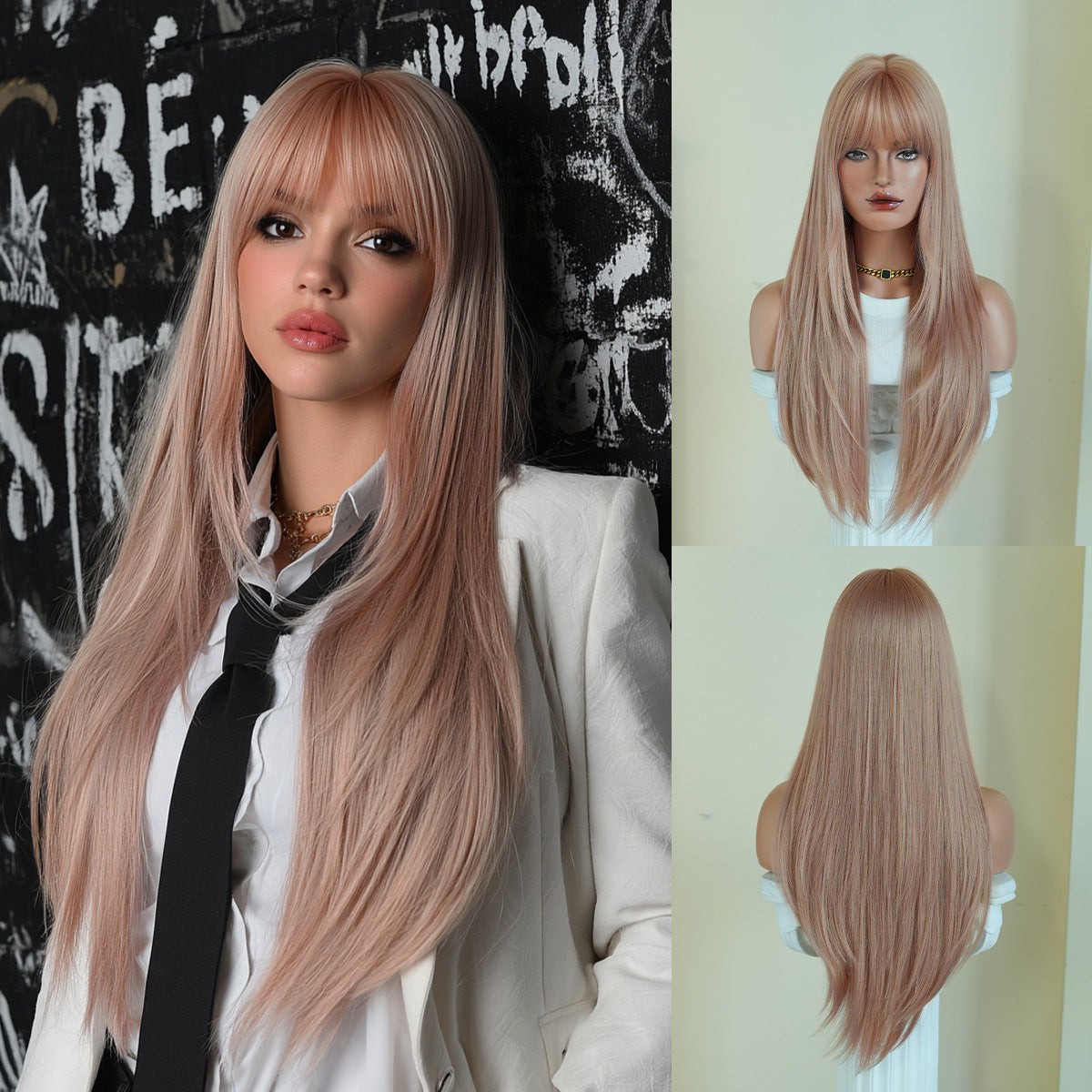 Gray Nordic Blonde Gradient Wig - Everyday Fashion (Super Long Middle Part) (FEVERCOS)