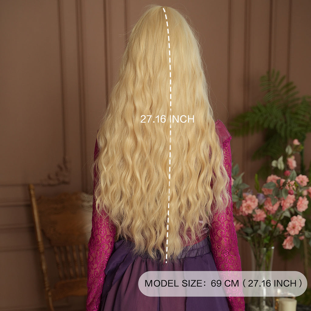 Dark Olive Green Sarah Sanderson Cosplay Wig - Hocus Pocus (Blonde Wavy Middle Part) (FEVERCOS)