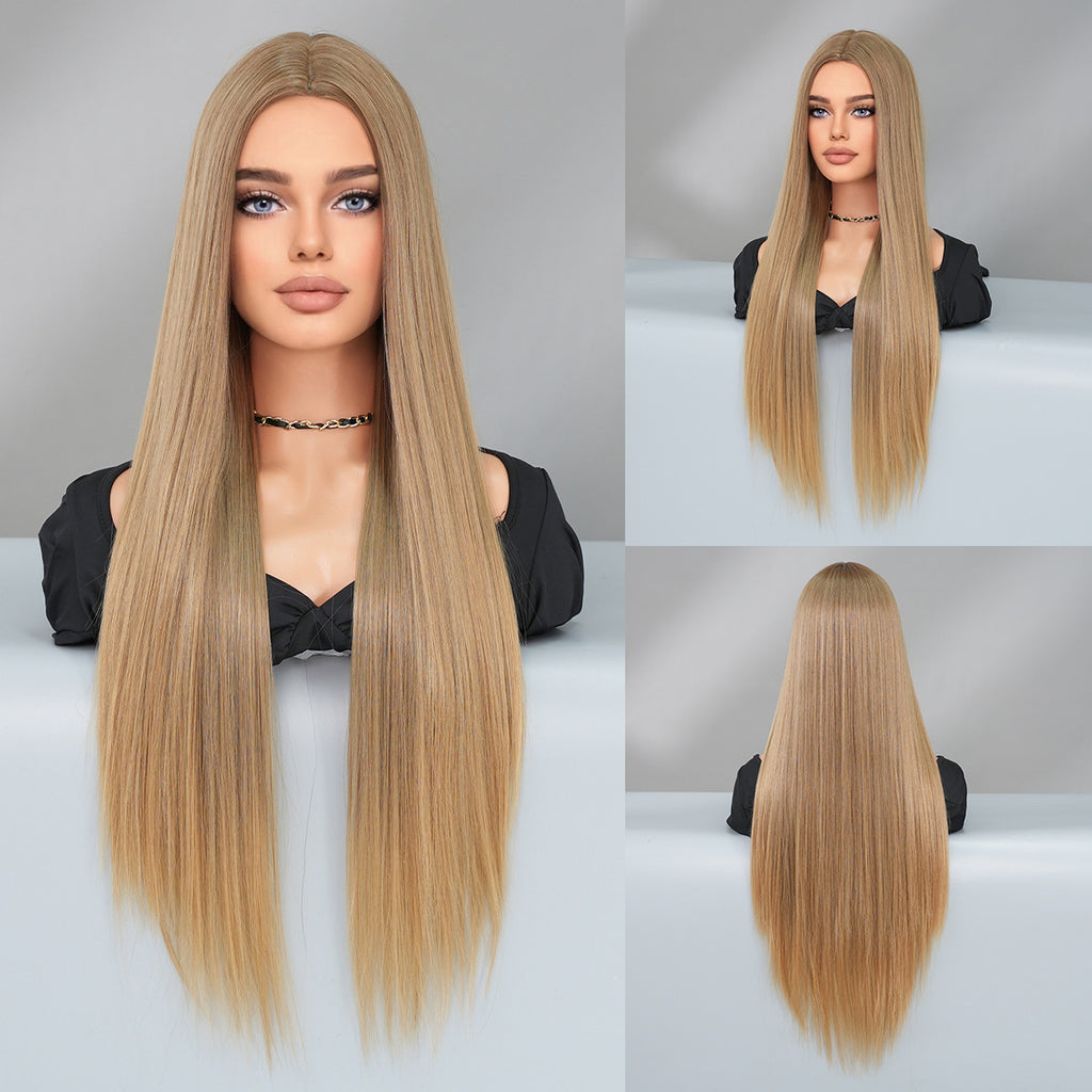 Dark Gray Nordic Blonde Gradient Wig - Everyday Fashion (Super Long Middle Part) (FEVERCOS)
