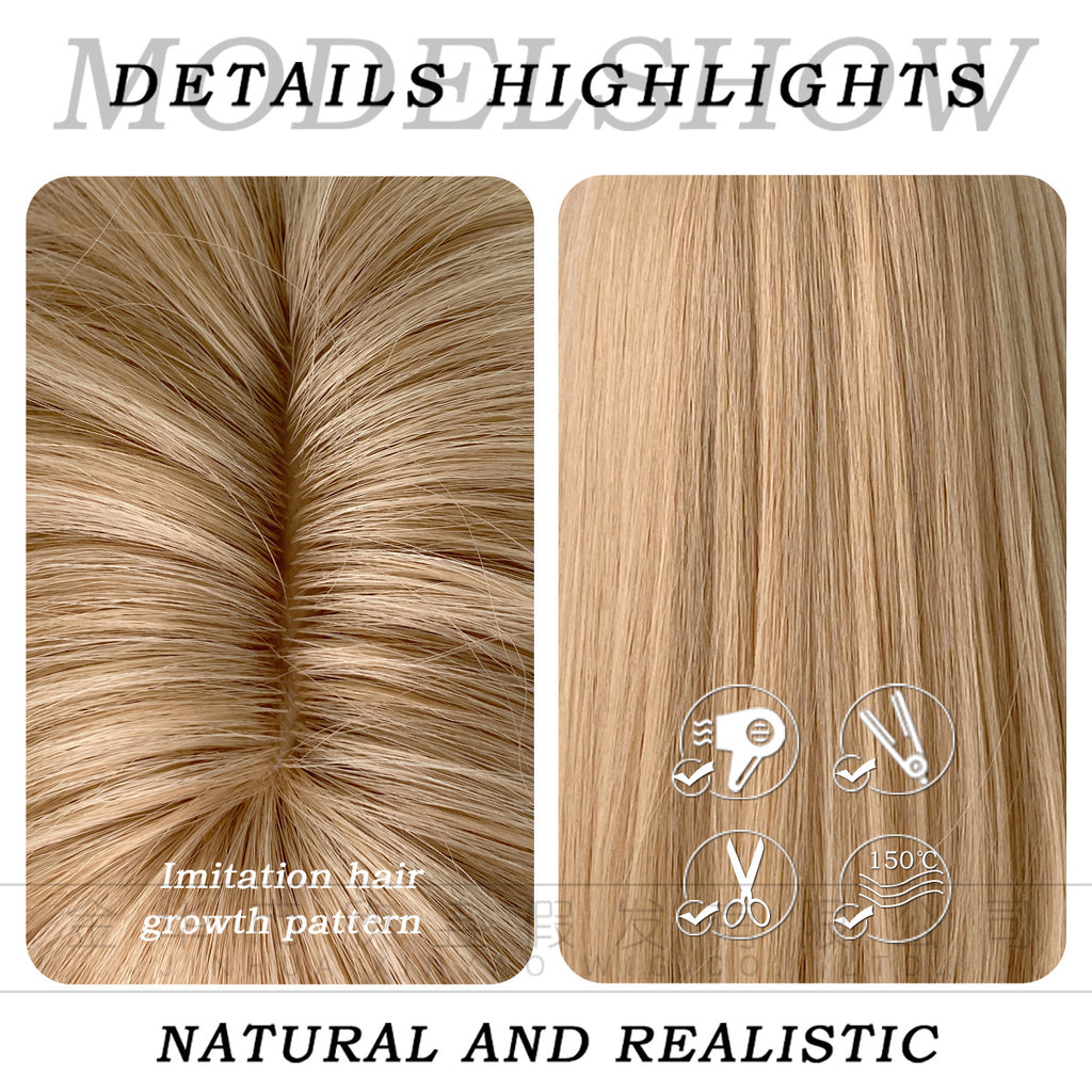 Rosy Brown Light Golden Blonde Wig - Everyday Fashion (Long Layered Bangs) (FEVERCOS)