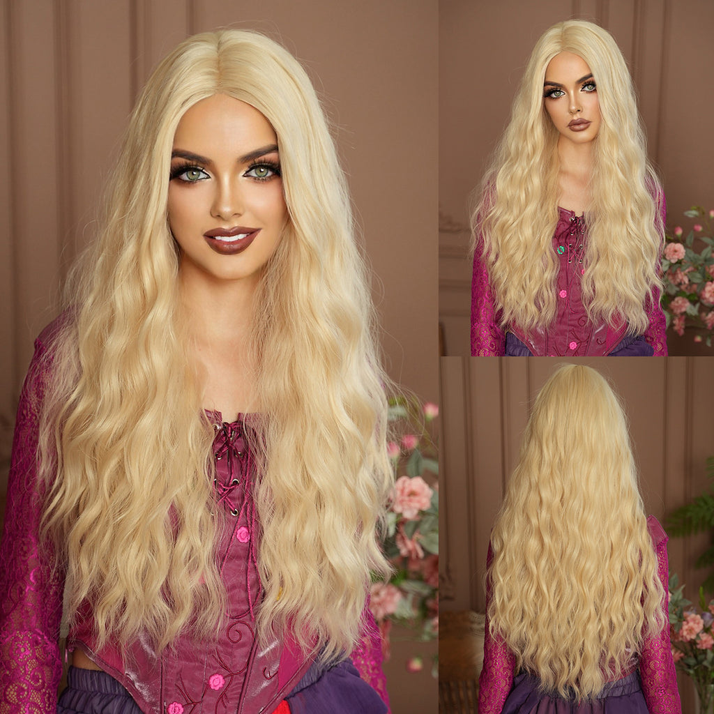 Dim Gray Sarah Sanderson Cosplay Wig - Hocus Pocus (Blonde Wavy Middle Part) (FEVERCOS)