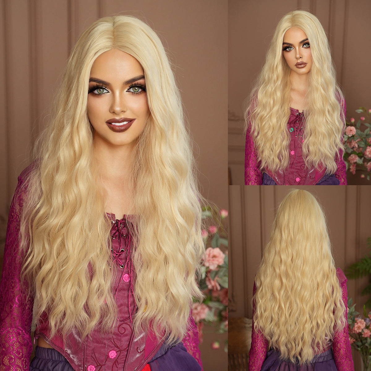 Dim Gray Sarah Sanderson Cosplay Wig - Hocus Pocus (Blonde Wavy Middle Part) (FEVERCOS)