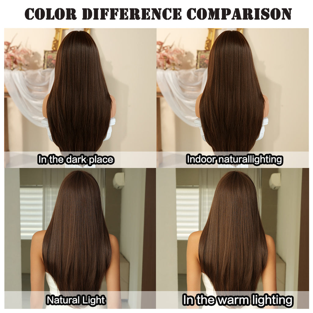 Gray Voluminous Long Straight Wig - Everyday Fashion (Layered Fluffy Bangs) (FEVERCOS)
