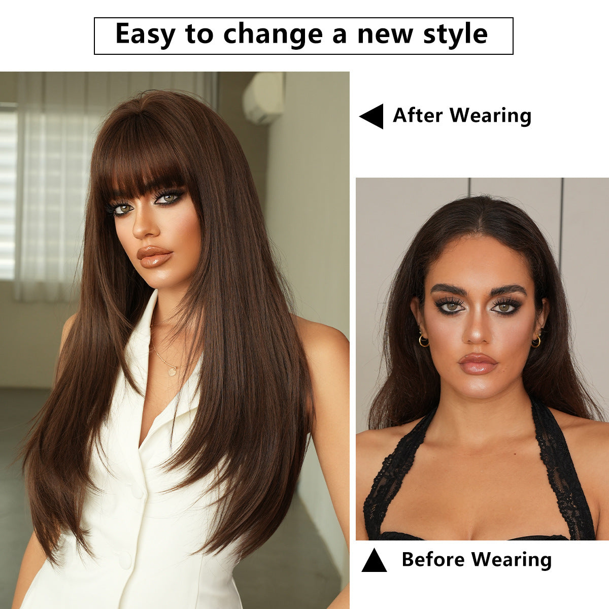 White Smoke Voluminous Long Straight Wig - Everyday Fashion (Layered Fluffy Bangs) (FEVERCOS)