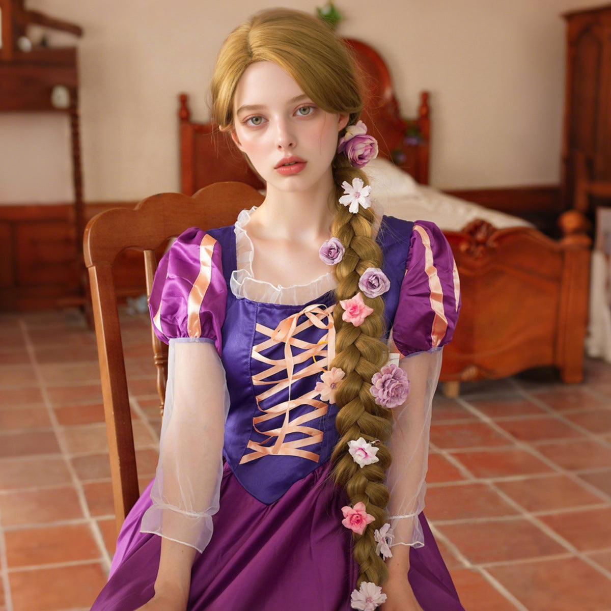 Rosy Brown Rapunzel Cosplay Wig - Tangled (Super Long Blonde Straight) (FEVERCOS)