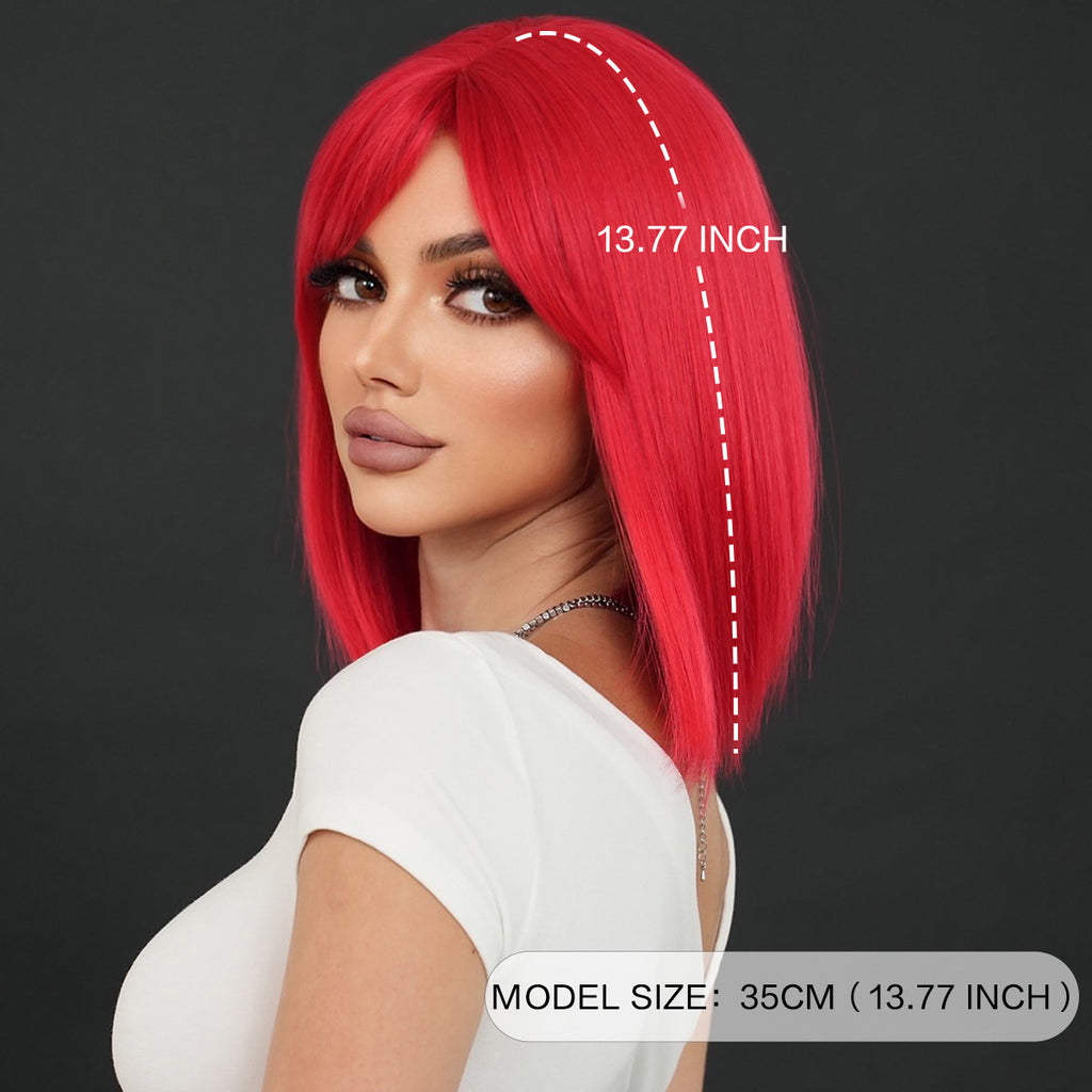 Dark Slate Gray Red Bob Short Wig - Halloween Collection (Side Part Street Style) (FEVERCOS)