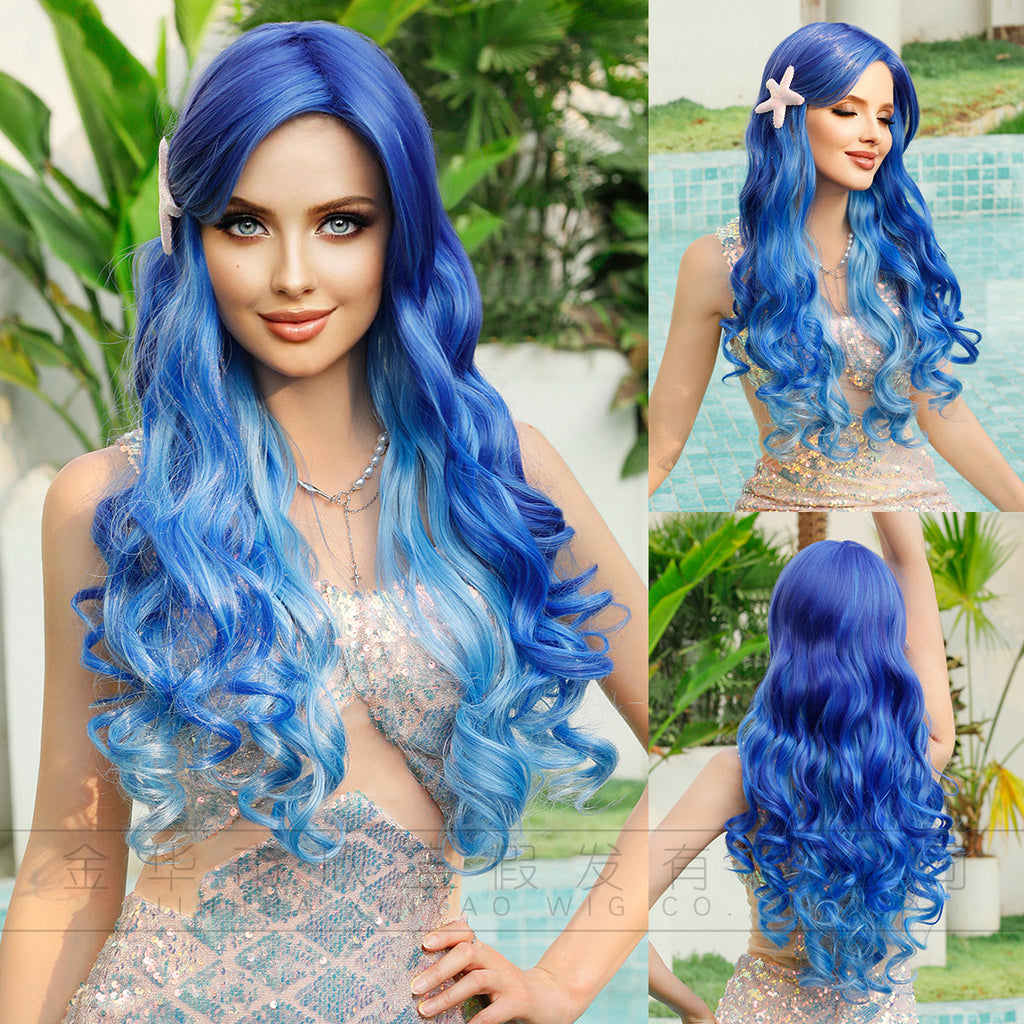 Gray Fantasy Mermaid Cosplay Wig - Ocean Collection (Ice Blue Gradient Wavy) (FEVERCOS)